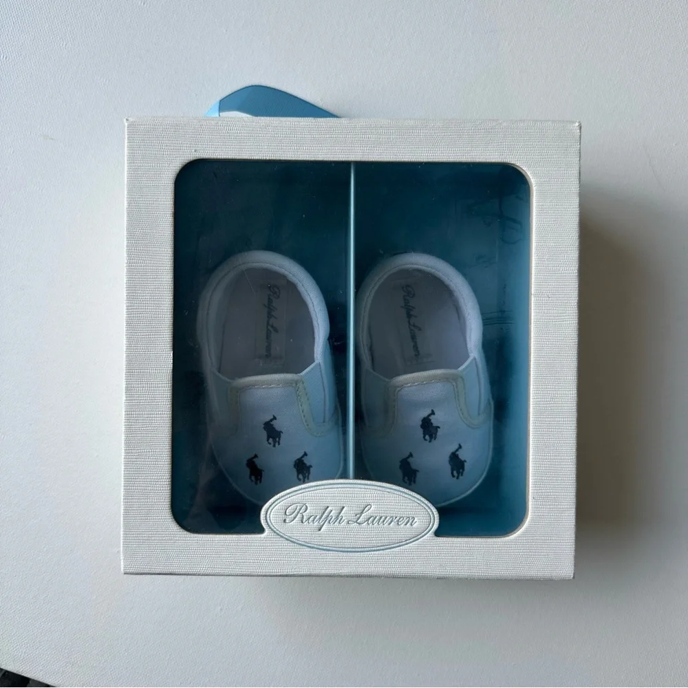 Like New! Ralph Lauren Baby Pony Embroidery Slip On Shoes